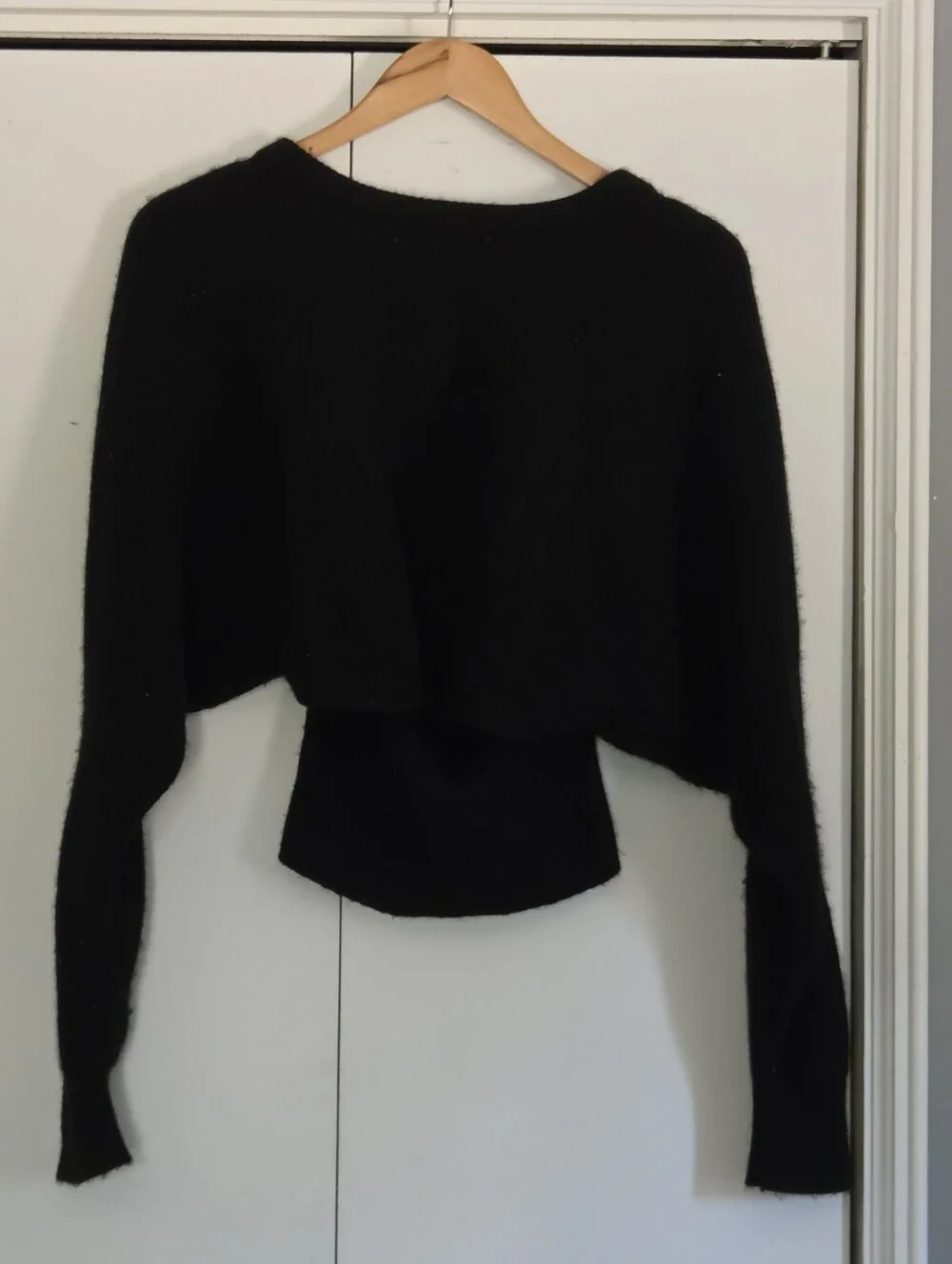 NAADAM Wool Cashmere Black Square-Neck Knit Cardigan